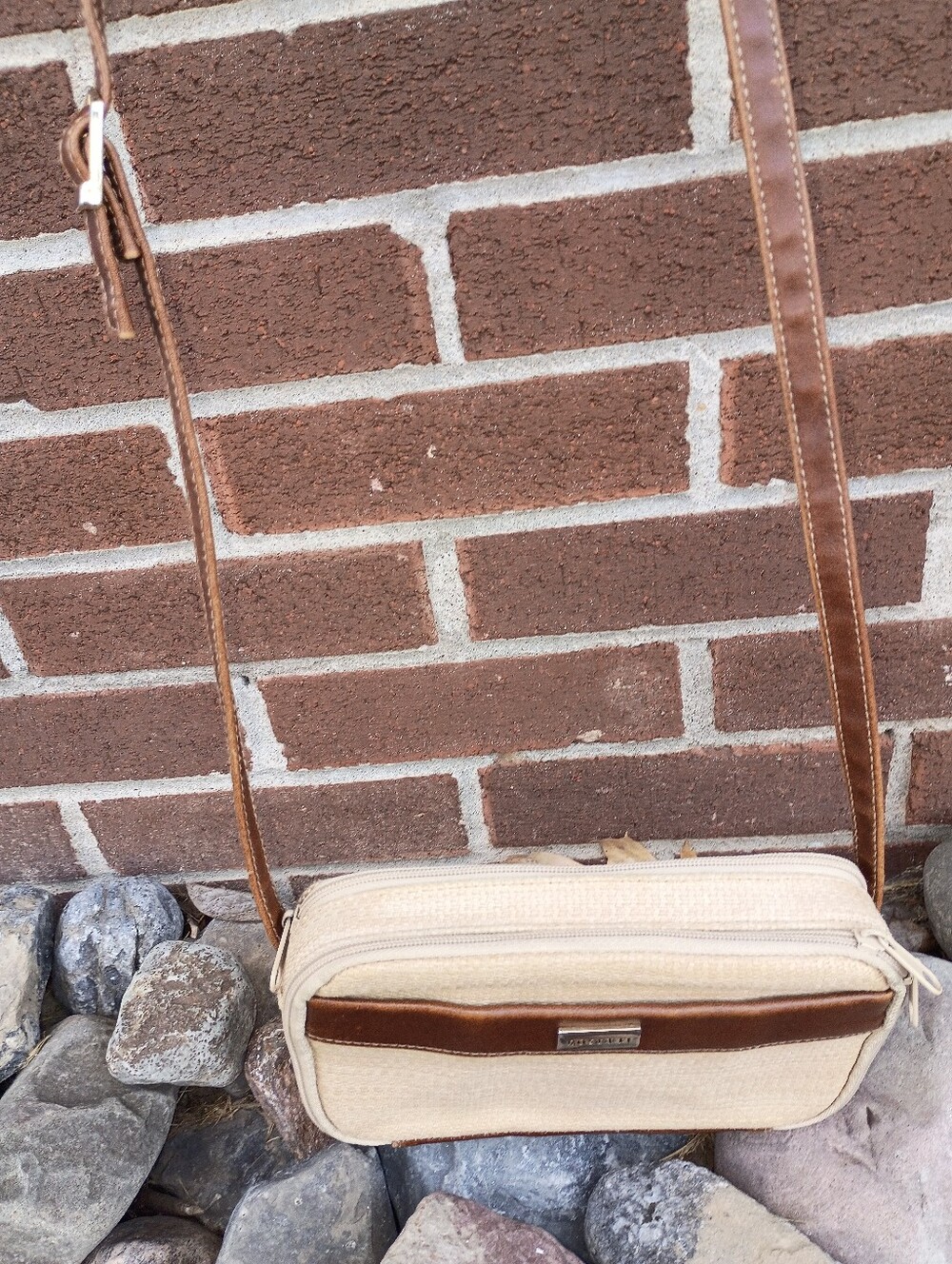 Beige and Brown Crossbody Bag
